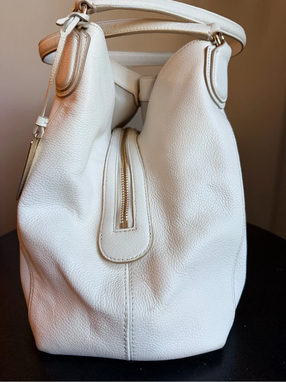 Coach Edie 31 Chalk White Pebbled Leather Shoulder Bag with Gold Hardware